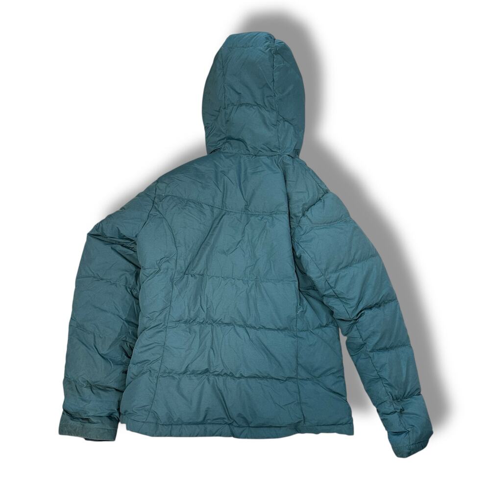 Vintage 80s 90s era Columbia Puffer Jacket Hooded Full Zip Warm Teal Blue Small - Picture 4 of 7